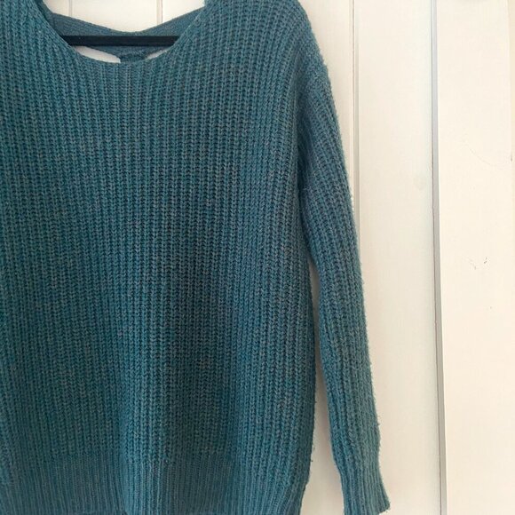 Urban Outfitters Sparkle & Fade Dark Teal Chunky Knit Oversized Sweater Size S - Picture 2 of 8